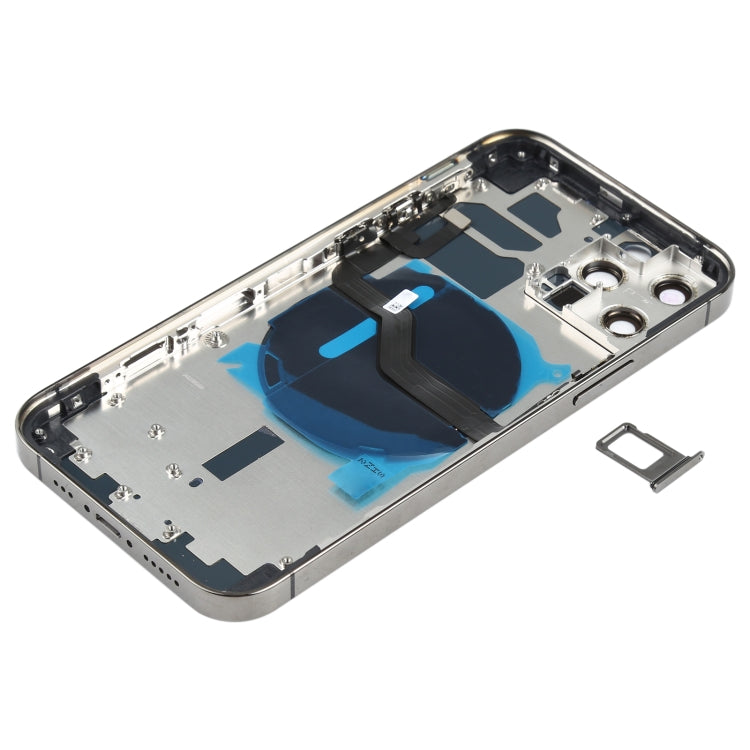 Battery Back Cover (with Side Keys & Card Tray & Power + Volume Flex Cable & Wireless Charging Module) for iPhone 12 Pro(Black) - Back Cover by buy2fix | Online Shopping UK | buy2fix