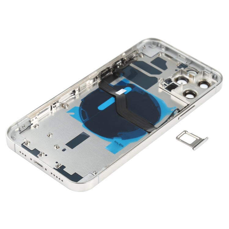 Battery Back Cover (with Side Keys & Card Tray & Power + Volume Flex Cable & Wireless Charging Module) for iPhone 12 Pro(White) by buy2fix