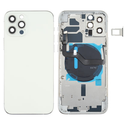 Battery Back Cover (with Side Keys & Card Tray & Power + Volume Flex Cable & Wireless Charging Module) for iPhone 12 Pro(White) by buy2fix