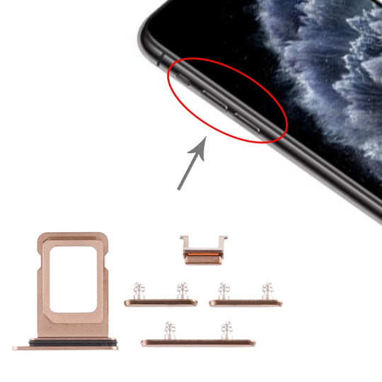 SIM-Kartenfach + Seitentaste für iPhone 11 Pro / 11 Pro Max (Gold)