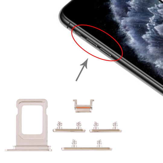 SIM-Kartenfach + Seitentaste für iPhone 11 Pro / 11 Pro Max (Weiß)
