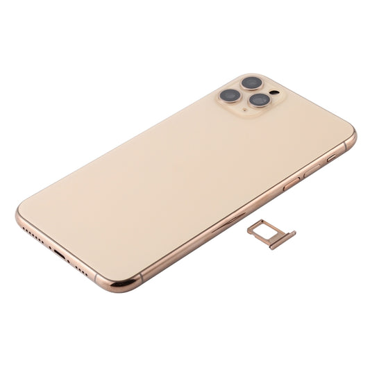Battery Back Cover Assembly (with Side Keys & Power Button + Volume Button Flex Cable & Wireless Charging Module & Motor & Charging Port & Speaker Ringer Buzzer & Card Tray & Camera Lens Cover) for iPhone 11 Pro(Gold) - Back Cover by buy2fix | Online Shopping UK | buy2fix