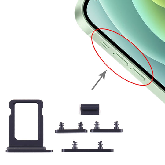 Plateau de carte SIM + touches latérales pour iPhone 12 Mini (noir)
