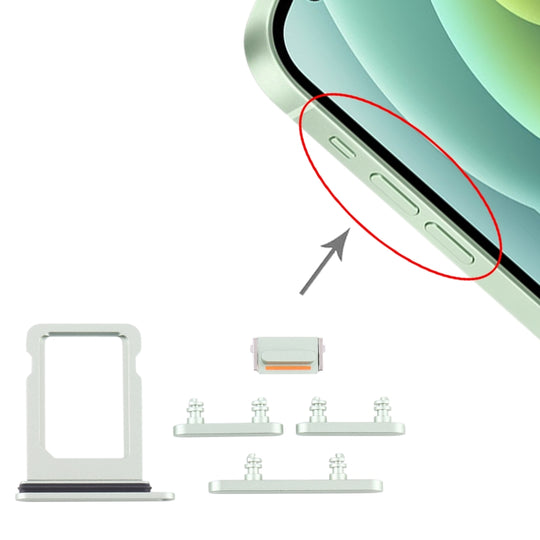 Plateau de carte SIM + touches latérales pour iPhone 12 Mini (vert)