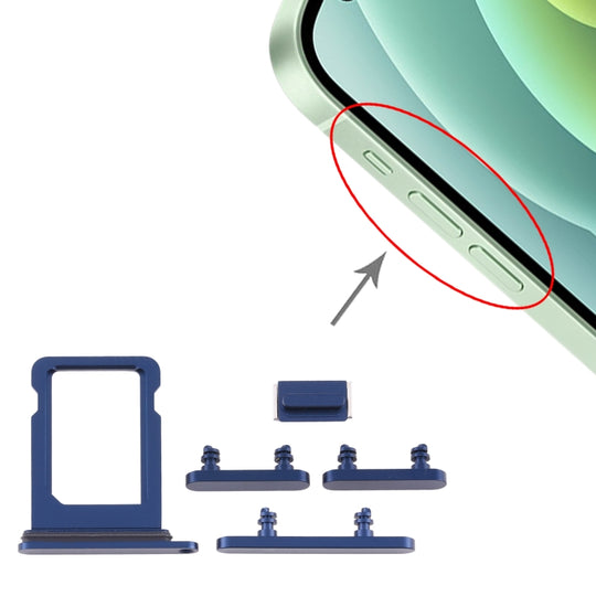Plateau de carte SIM + touches latérales pour iPhone 12 Mini (bleu)