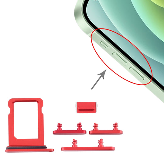 Plateau de carte SIM + touches latérales pour iPhone 12 Mini (rouge)