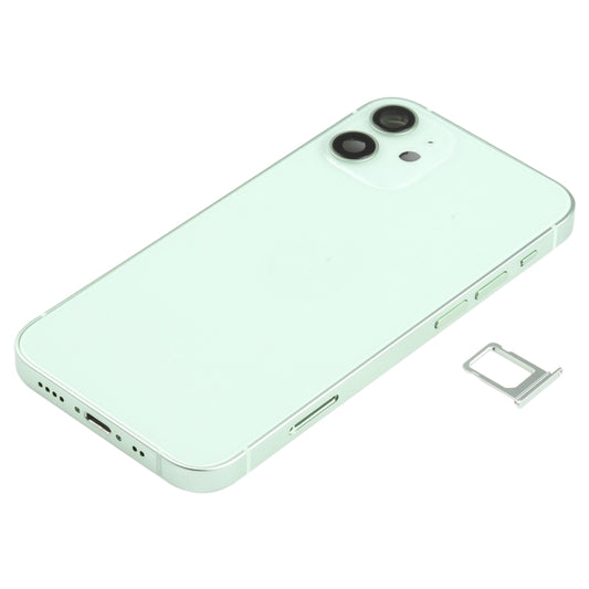 Battery Back Cover Assembly (with Side Keys & Speaker Ringer Buzzer & Motor & Camera Lens & Card Tray & Power Button + Volume Button + Charging Port & Wireless Charging Module) for iPhone 12 Mini(Green) - Back Cover by buy2fix | Online Shopping UK | buy2fix