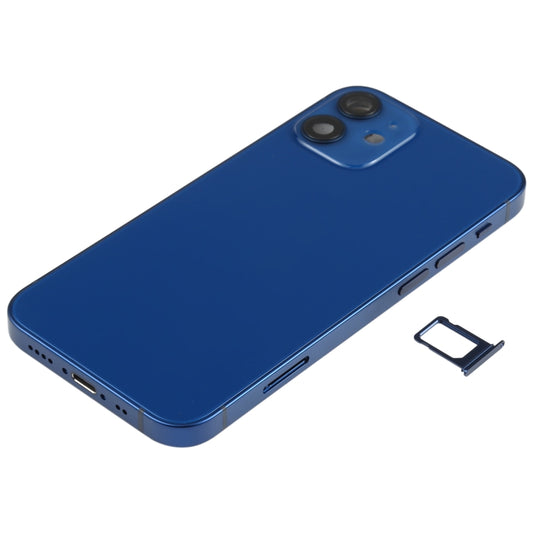 Battery Back Cover Assembly (with Side Keys & Speaker Ringer Buzzer & Motor & Camera Lens & Card Tray & Power Button + Volume Button + Charging Port & Wireless Charging Module) for iPhone 12 Mini(Blue) - Back Cover by buy2fix | Online Shopping UK | buy2fix