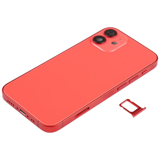 Battery Back Cover Assembly (with Side Keys & Speaker Ringer Buzzer & Motor & Camera Lens & Card Tray & Power Button + Volume Button + Charging Port & Wireless Charging Module) for iPhone 12 Mini(Red) - Back Cover by buy2fix | Online Shopping UK | buy2fix