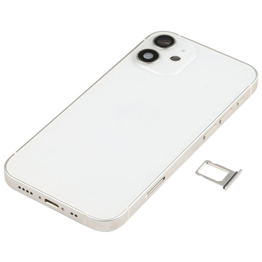 Battery Back Cover Assembly (with Side Keys & Speaker Ringer Buzzer & Motor & Camera Lens & Card Tray & Power Button + Volume Button + Charging Port & Wireless Charging Module) for iPhone 12 Mini(White) - Back Cover by buy2fix | Online Shopping UK | buy2fix