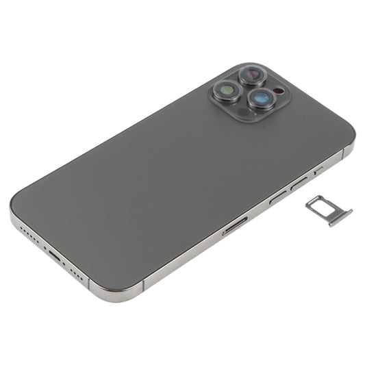 Battery Back Cover (with Side Keys & Card Tray & Power + Volume Flex Cable & Wireless Charging Module) for iPhone 12 Pro Max(Black) - Back Cover by buy2fix | Online Shopping UK | buy2fix