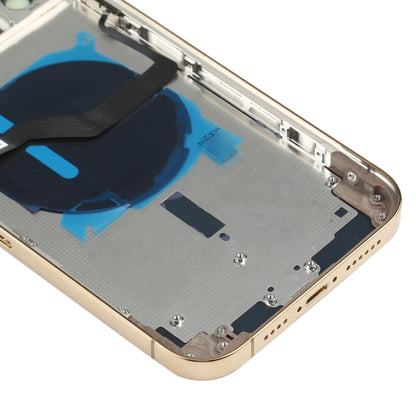 Battery Back Cover (with Side Keys & Card Tray & Power + Volume Flex Cable & Wireless Charging Module) for iPhone 12 Pro Max(Gold) - Back Cover by buy2fix | Online Shopping UK | buy2fix