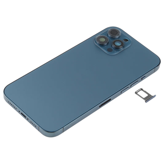 Battery Back Cover (with Side Keys & Card Tray & Power + Volume Flex Cable & Wireless Charging Module) for iPhone 12 Pro Max(Blue) - Back Cover by buy2fix | Online Shopping UK | buy2fix