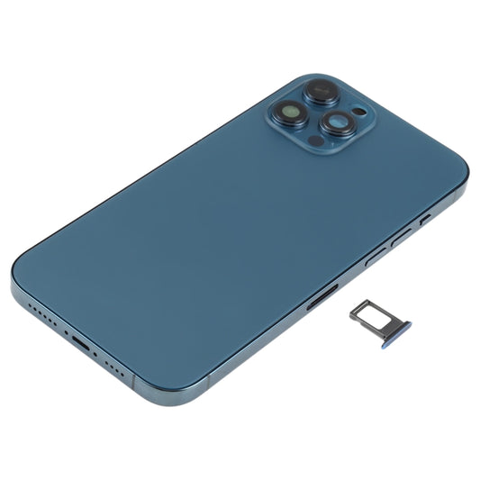 Battery Back Cover Assembly (with Side Keys & Speaker Ringer Buzzer & Motor & Camera Lens & Card Tray & Power Button + Volume Button + Charging Port & Wireless Charging Module) for iPhone 12 Pro Max(Blue) - Back Cover by buy2fix | Online Shopping UK | buy2fix
