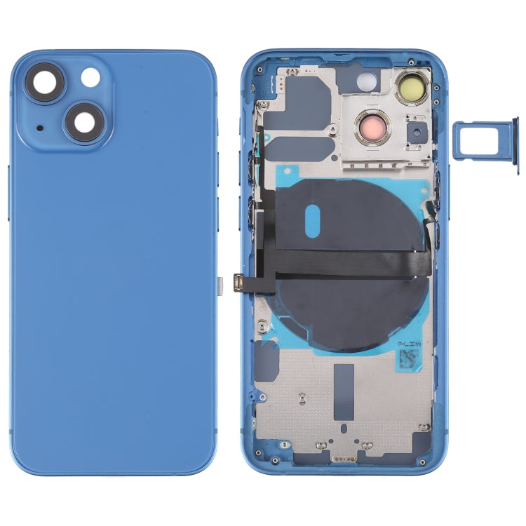 For iPhone 13 mini Battery Back Cover with Side Keys & Card Tray & Power + Volume Flex Cable & Wireless Charging Module(Blue) - Back Cover by buy2fix | Online Shopping UK | buy2fix