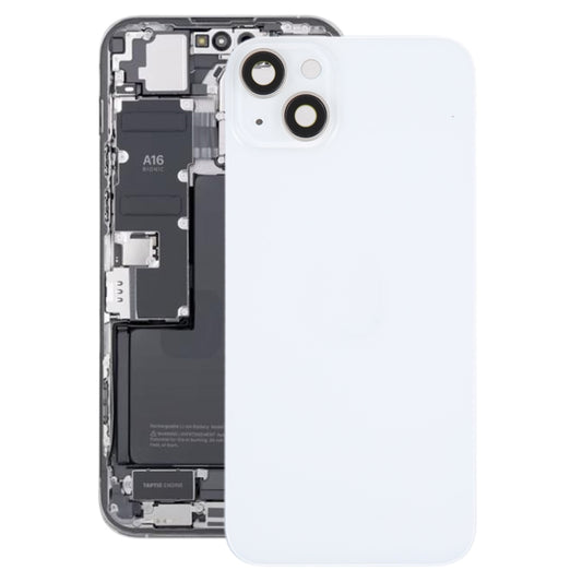 Glass Battery Back Cover with Holder for iPhone 14 Plus(White) - Back Cover by buy2fix | Online Shopping UK | buy2fix
