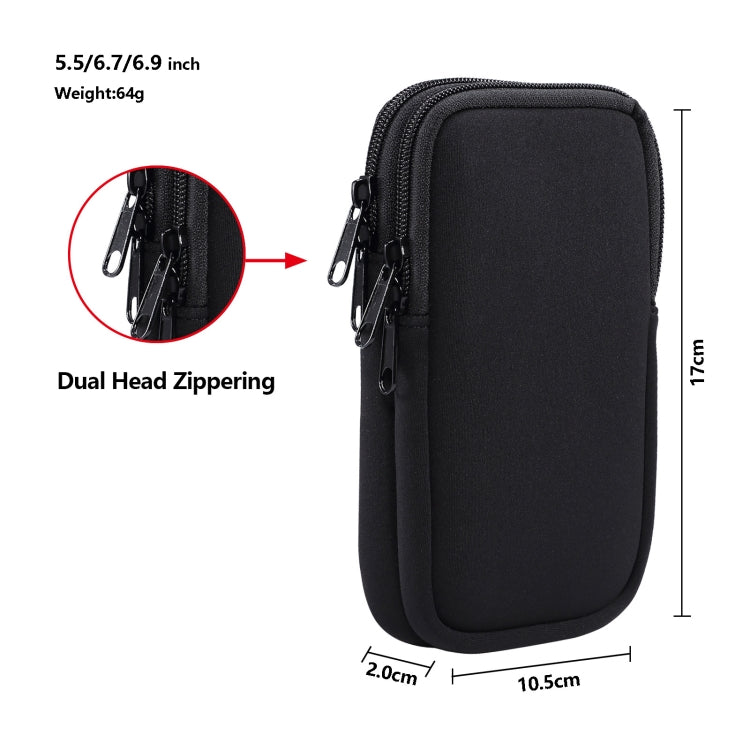 Universal Double-compartment Elastic Hanging Waist Bag for 6.9 inches and Below Smart Phones (Black) - More iPhone Cases by buy2fix | Online Shopping UK | buy2fix