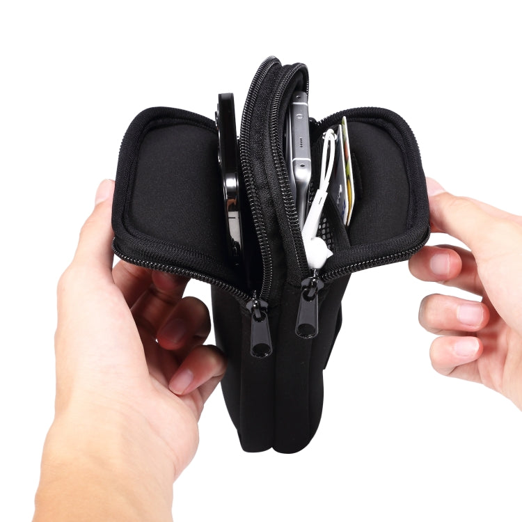 Universal Double-compartment Elastic Hanging Waist Bag for 6.9 inches and Below Smart Phones (Black) - More iPhone Cases by buy2fix | Online Shopping UK | buy2fix