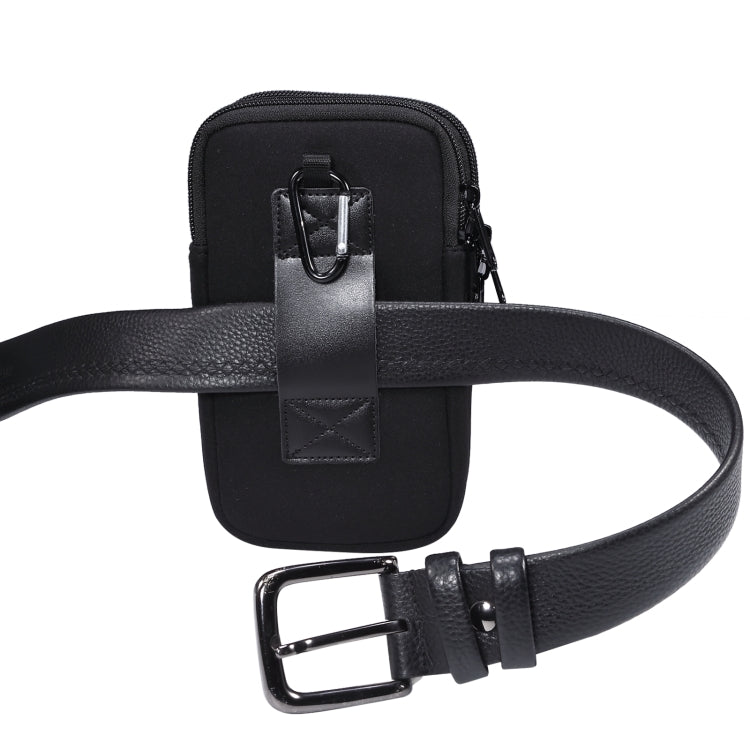 Universal Double-compartment Elastic Hanging Waist Bag for 6.9 inches and Below Smart Phones (Black) - More iPhone Cases by buy2fix | Online Shopping UK | buy2fix
