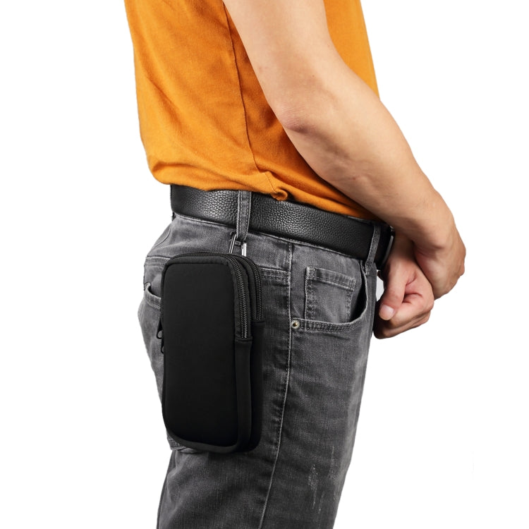 Universal Double-compartment Elastic Hanging Waist Bag for 6.9 inches and Below Smart Phones (Black) - More iPhone Cases by buy2fix | Online Shopping UK | buy2fix