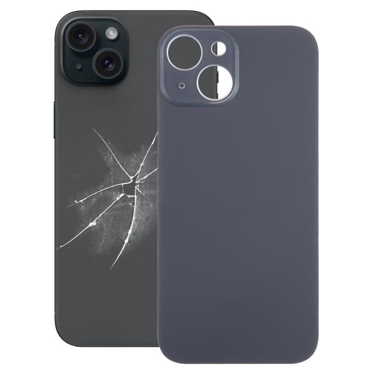 For iPhone 15 Easy Replacement Big Camera Hole Glass Back Battery Cover(Black) - Back Cover by buy2fix | Online Shopping UK | buy2fix