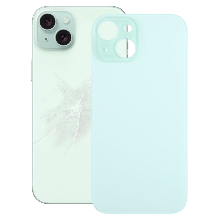 For iPhone 15 Easy Replacement Big Camera Hole Glass Back Battery Cover(Green) - Back Cover by buy2fix | Online Shopping UK | buy2fix