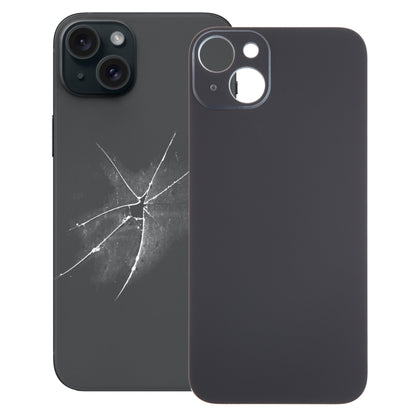 For iPhone 15 Plus Easy Replacement Big Camera Hole Glass Back Battery Cover(Black) - Back Cover by buy2fix | Online Shopping UK | buy2fix