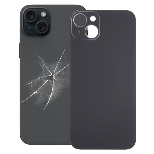 For iPhone 15 Plus Easy Replacement Big Camera Hole Glass Back Battery Cover(Black) - Back Cover by buy2fix | Online Shopping UK | buy2fix