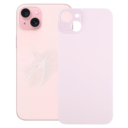 For iPhone 15 Plus Easy Replacement Big Camera Hole Glass Back Battery Cover(Pink) - Back Cover by buy2fix | Online Shopping UK | buy2fix