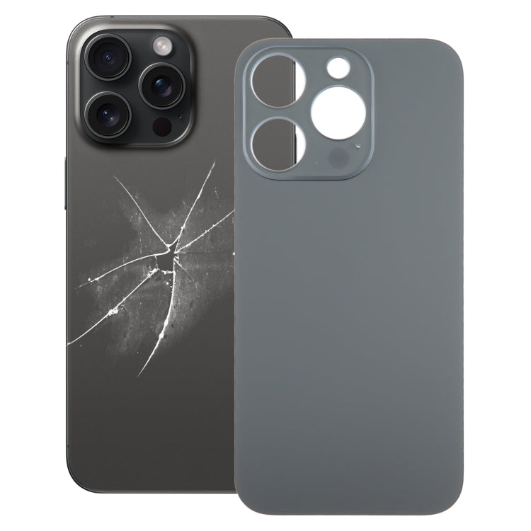 For iPhone 15 Pro Easy Replacement Big Camera Hole Glass Back Battery Cover(Black) - Back Cover by buy2fix | Online Shopping UK | buy2fix