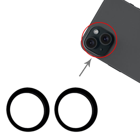 For iPhone 15 / 15 Plus 2pcs/set Rear Camera Glass Lens Metal Outside Protector Hoop Ring (Black) - Camera Series by buy2fix | Online Shopping UK | buy2fix
