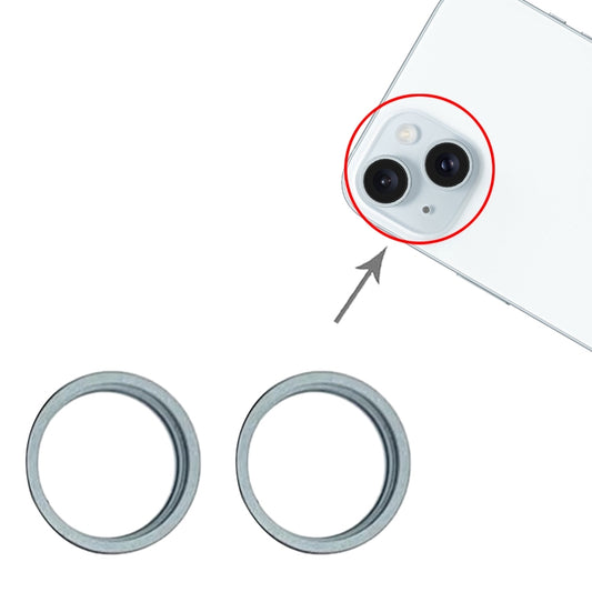 For iPhone 15 / 15 Plus 2pcs/set Rear Camera Glass Lens Metal Outside Protector Hoop Ring (Blue) - Camera Series by buy2fix | Online Shopping UK | buy2fix