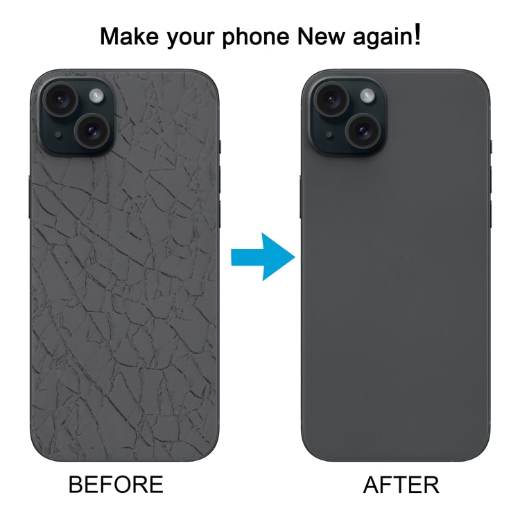 For iPhone 15 Plus Glass Battery Back Cover with Camera Lens Cover(Black) - Back Cover by buy2fix | Online Shopping UK | buy2fix
