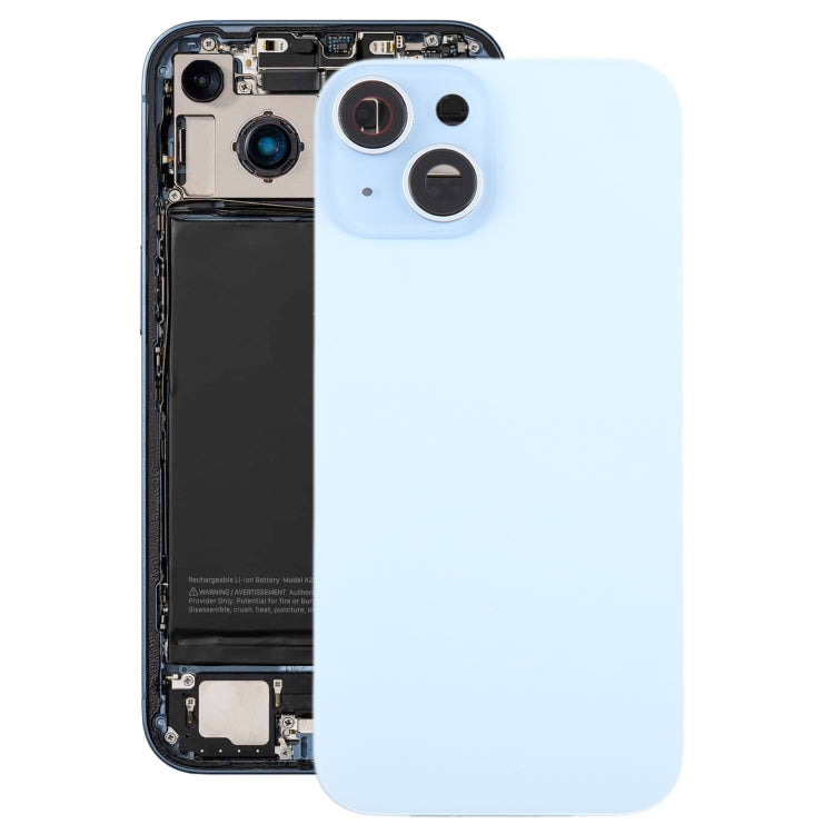For iPhone 15 Plus Glass Battery Back Cover with Camera Lens Cover(Blue) - Back Cover by buy2fix | Online Shopping UK | buy2fix