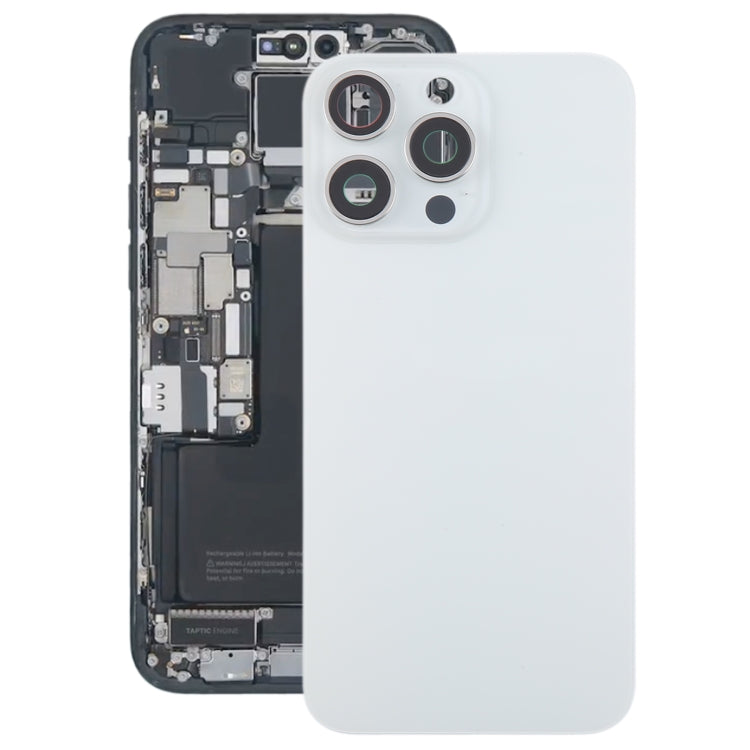 For iPhone 15 Pro Glass Battery Back Cover with Camera Lens Cover(White) - Back Cover by buy2fix | Online Shopping UK | buy2fix