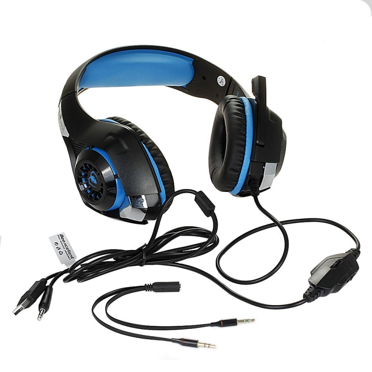 Beexcellent GM-1 Stereo Bass Gaming Wired Headphone with Microphone & LED Light, For PS4, Smartphone, Tablet, PC, Notebook(Blue) by buy2fix