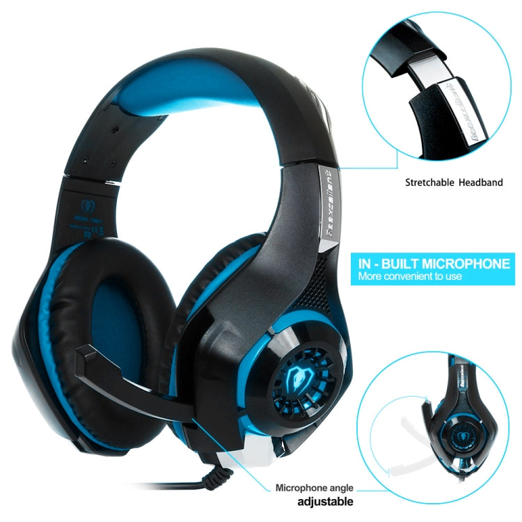 Beexcellent GM-1 Stereo Bass Gaming Wired Headphone with Microphone & LED Light, For PS4, Smartphone, Tablet, PC, Notebook(Blue) by buy2fix