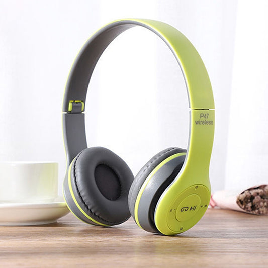 P47 Foldable Wireless Bluetooth Headphone with 3.5mm Audio Jack, Support MP3 / Call (Green) - Headset & Headphone by buy2fix | Online Shopping UK | buy2fix