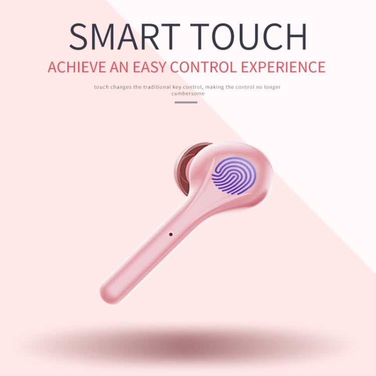 K88 Bluetooth 5.0 TWS Touch Binaural Wireless Stereo Sports Bluetooth Earphone with Charging Box(Pink) by buy2fix