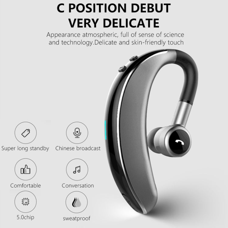 V7 Bluetooth 5.0 Business Style Wireless Stereo Sports Bluetooth Earphone, Support Inform Caller Name (Black) by buy2fix