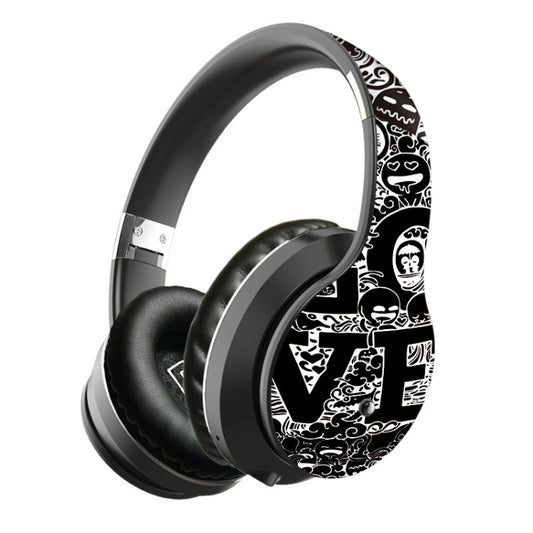 B1 Graffiti Pattern Wireless Bluetooth V5.0 Headset (Black Silver) by buy2fix