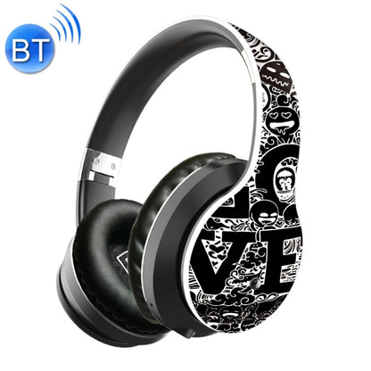 B1 Graffiti Pattern Wireless Bluetooth V5.0 Headset (Black White) by buy2fix