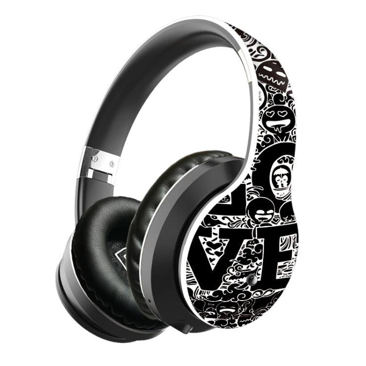 B1 Graffiti Pattern Wireless Bluetooth V5.0 Headset (Black White) by buy2fix