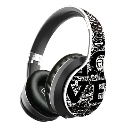 B1 Graffiti Pattern Wireless Bluetooth V5.0 Headset (Black White) by buy2fix