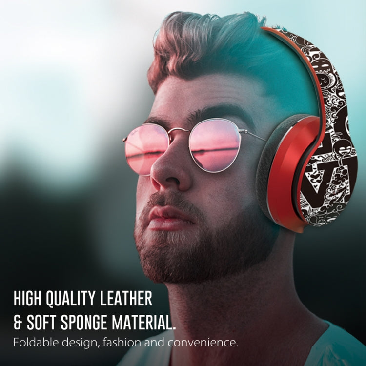 B1 Graffiti Pattern Wireless Bluetooth V5.0 Headset (Black White) by buy2fix