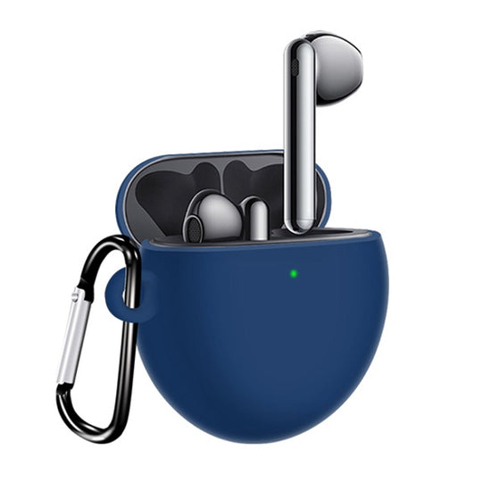For Huawei Freebuds 4 Full Coverage Waterproof Silicone Wireless Earphone Protective Case with Hook Up (Dark Blue)
