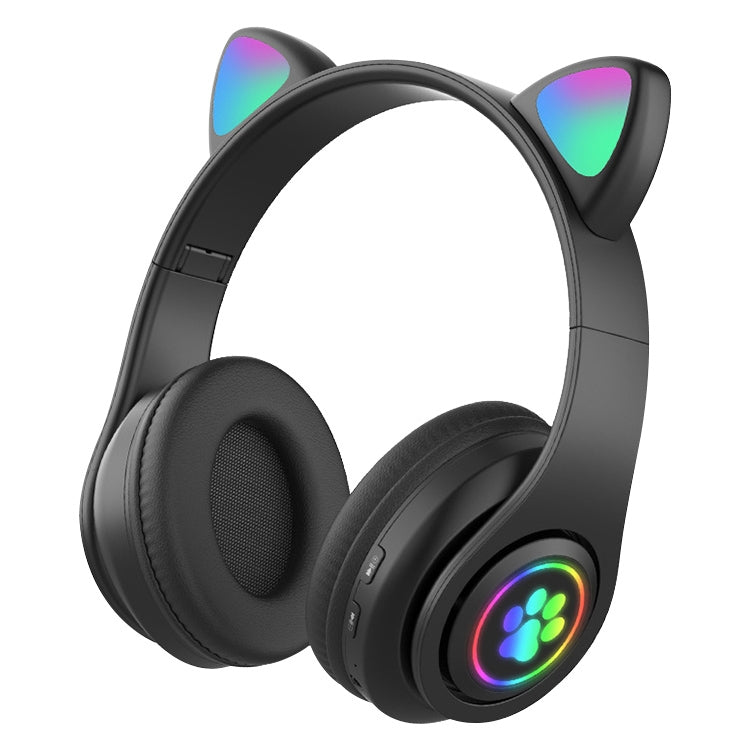 B39 Cat Ear Design LED Gradient Light Wireless Bluetooth Headset(Black) by buy2fix