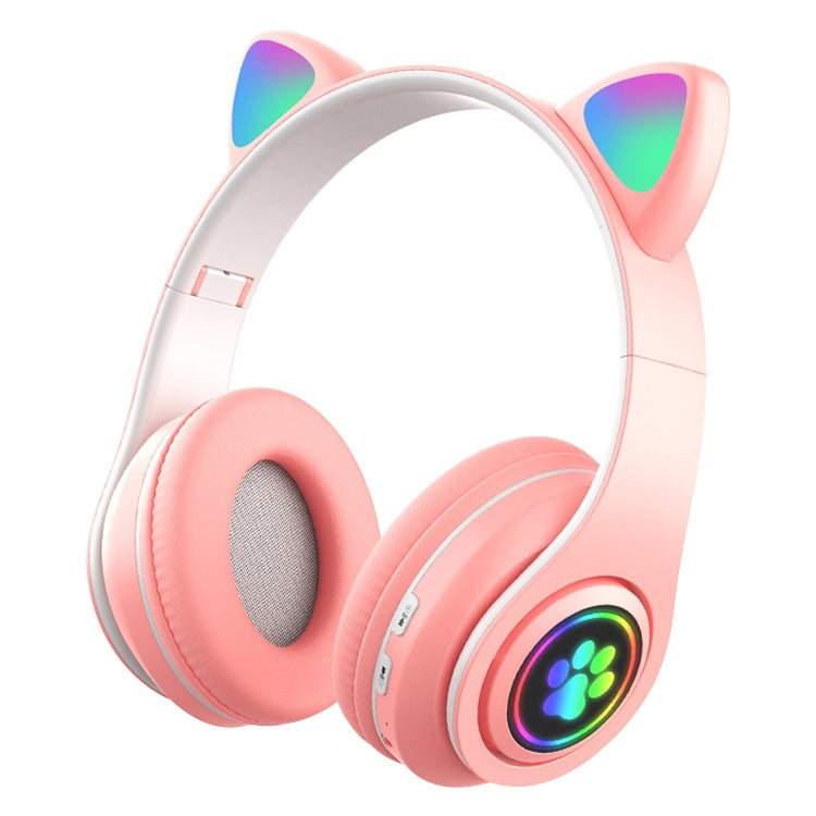 B39 Cat Ear Design LED Gradient Light Wireless Bluetooth Headset(Pink) by buy2fix