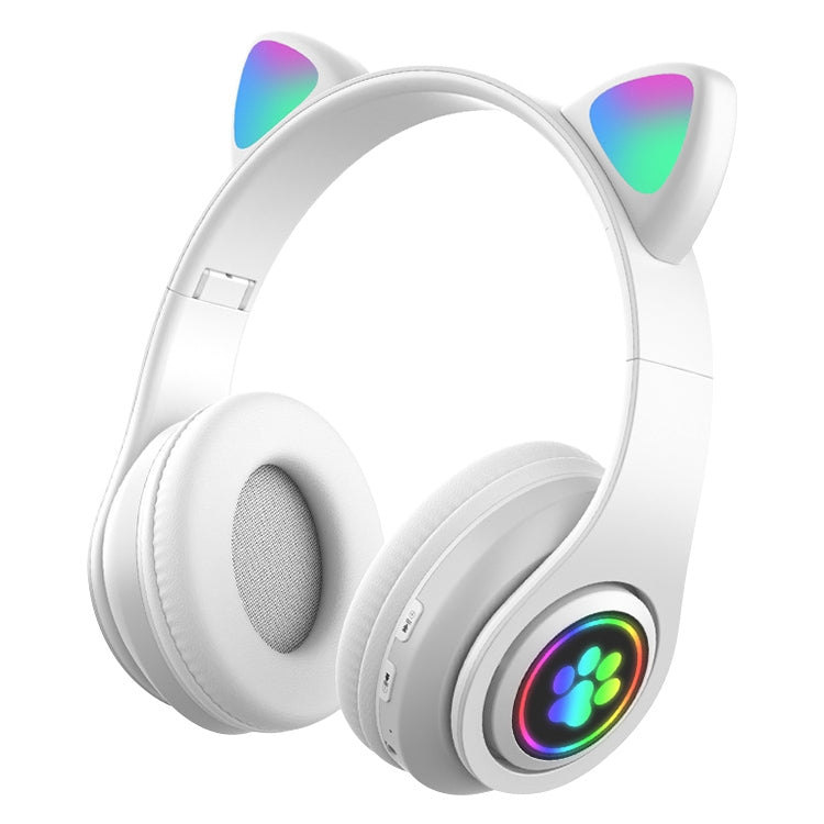 B39 Cat Ear Design LED Gradient Light Wireless Bluetooth Headset(White) by buy2fix