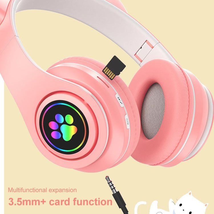 B39 Cat Ear Design LED Gradient Light Wireless Bluetooth Headset(White) by buy2fix